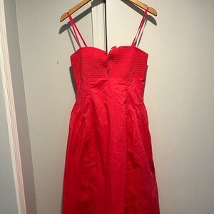 Pink/Red Spaghetti Strap Midi Dress